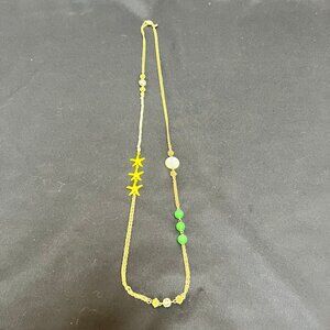 J Crew Nautical Long Gold Necklace with Starfish and Crystals